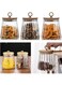 3PCS 650ml Glass Food Storage Jars with Bamboo Lids - Striped Pattern Glass Airtight Canisters for Coffee Beans &amp; Tea, Kitchen Storage Jars for Candy, Nuts &amp; Snacks (Trapezoid)