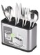 Kitchen Utensil Holder, Stainless Steel Flatware Organizer for Countertop, 4 Divided Utensil Caddy Counter for Spoon, Fork, Spatula (Large)