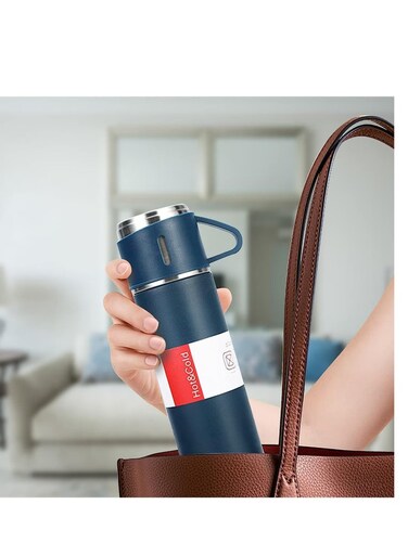 Steel vacuum Flask Gift Set: Insulated Water bottle for Outdoor Travel and Sipping (Blue)