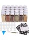 24 Glass Spice Jars with w/3 Types of Labels-4oz Empty Square Containers,Three Kinds Shaker Lids and Airtight Metal Caps-White Paint Pen Silicone Collapsible Funnel Included