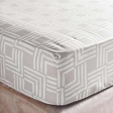 Home Geometric Printed Fitted Sheet Beige 90x200 cm