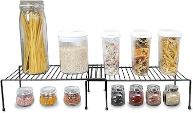 Large Expandable Kitchen Storage Racks and Holders - Steel Metal Wire - Cupboard, Plate, Dish, Counter &amp; Pantry Organizer Cabinet Storage Shelf Rack