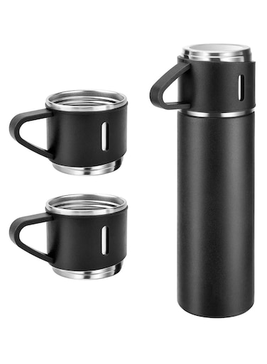 Flask Set - Insulated Water Bottle w/ 3 Cups Gift Set - Multicolor