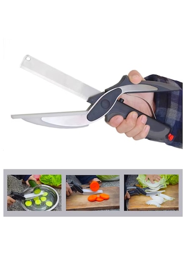 Clever Cutter,kitchen food cutter scissors with built-in cutting board, made from stainless steel&acirc;&euro;&rdquo;perfect for slicing vegetables, fruits, and everyday meal prep with ease.