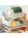 Dish Drying Rack, Multifunctional Dish Rack, Rustproof Kitchen Dish Drying Rack with Drainboard, Space-Saving 2-Tier Dish Drying Rack with Utensil Holder &amp; Cup Holder for Kitchen Counter (White)