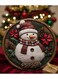 Round Ceramic Christmas Coaster 20 cm &acirc;&euro;&ldquo; Snowman Design Festive Drink Mat