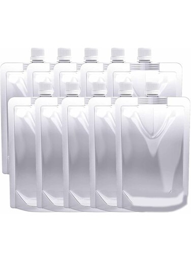 Tazweeq Clear Plastic Drinking Bags, Reusable Drinking Bags, Leak Proof, Food Grade Plastic BPA Free, For Travel, Outdoor Sports, Concerts (8 oz, 10 Pcs)
