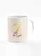 Designer Printed Coffee Mug 11oz Ceramic Personalised Gift Mugs Cup -Custom Monogram Initial Letter Floral Pattern Alphabet - Z (Albescent White)