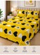 King Size Yellow Heart Pattern Bedsheet Set 3PCS &acirc;&euro;&ldquo; 125 GSM Soft Breathable Fabric, Fade Resistant Bedding with 2 Pillow Covers, 220x240 CM