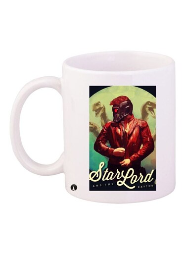 Starlord Themed Coffee Mug White/Tan/Green