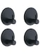 [YNOBUN]Round Hooks Bathroom Hooks Aluminium Waterproof Self-Adhesive Heavy Duty Towel Bathroom Hooks Wall Mounted Hooks for Hanging Towels, Coats, Keys and Household Kitchen Items, Set of 4 (Black)