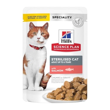 Hill&rsquo;s Science Plan Sterilised Cat Adult Cat Wet Food With Salmon Pouches 85g