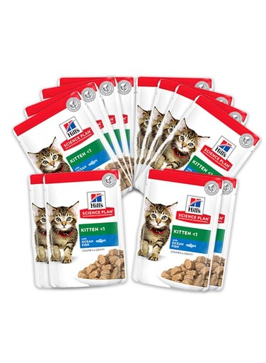 Hill's Tender Chunks In Gravy Kitten With Ocean Fish - 12x85g