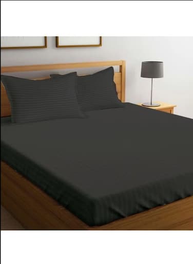 Black Striped Queen Bed Sheet Sets Cotton 3 Piece Set Deep Pocket 180x200+25cm