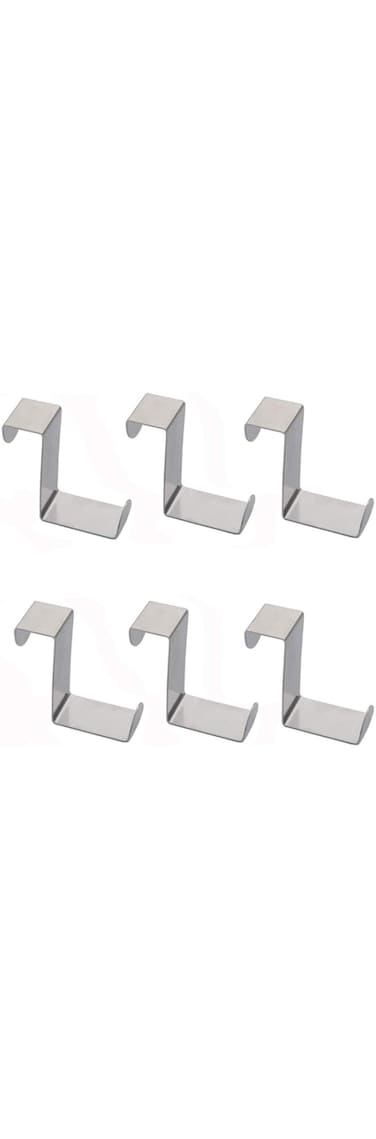 HONGMING Over Door Hooks,Packs of 6Pcs Multifunction Stainless Steel Home Kitchen Wall Door Hook Cabinet Draw Clothes Hanger (Sliver)