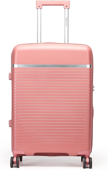 British Traveller Polypropylene Luggage &ndash; 24"   Hard Shell Suitcase with Phone Holder, TSA Lock, Spinner Wheels &amp; Telescopic Handle (Pink, 24 Inch)