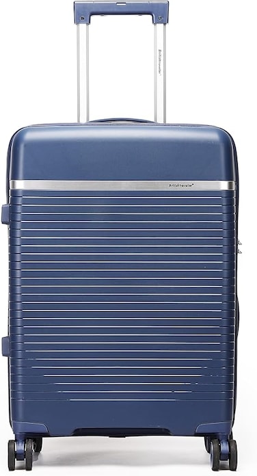 British Traveller Polypropylene Luggage &ndash; 28"   Hard Shell Suitcase with Phone Holder, TSA Lock, Spinner Wheels &amp; Telescopic Handle (Blue, 28 Inch)