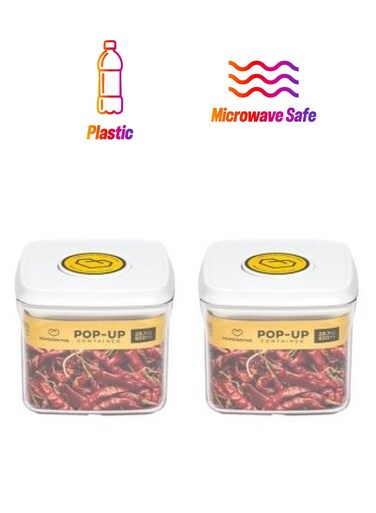 Pop-Up 850Ml Square Food Container Set Of 2