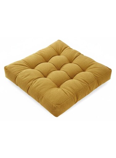 Premium Square Corduroy Cushion &acirc;&euro;&ldquo; Mustard Yellow Soft Ribbed Fabric Cushion, 50&Atilde;&mdash;50&Atilde;&mdash;12 cm
