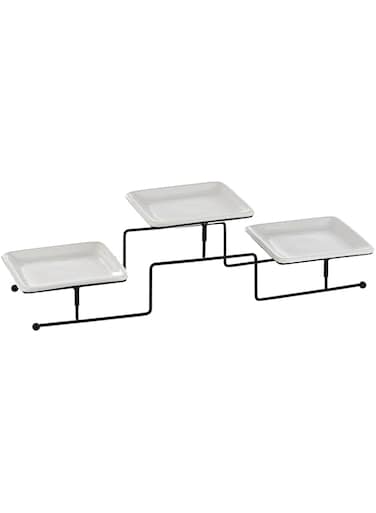 Harmony 2724623282022 4pc Set Serving Plates on Rack Set of 4, White