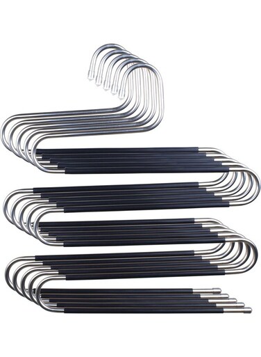 5-Piece S-Shaped Hanger With Grip Black 38cm