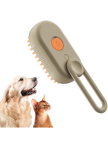 SWIUKPHE Steamy Pet Brush, Convenient Hair Removal, Easy Collection, Massage Function, Ideal Steam Brush for Cats, Coffee