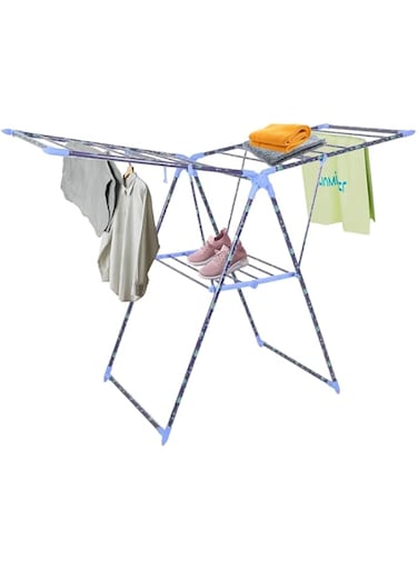 Zeskem Folding Butterfly Shape Clothes Drying Rack Outdoor Adjustable, 2 Tiers Multifunctional Clothes Airer, Space-Saving Dryer, Hanger, Stand, Clothes Airer for Indoor and Outdoor (Blue)