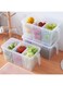 Kitchen Storage Containers with Handle,Plastic Food Storage Organizer Boxes with Lids for Refrigerator,Fridge,Freezer Cabinet Desk, 4Pcs Container Set Food Organizers with Lid and 12 Removable Bins(4)