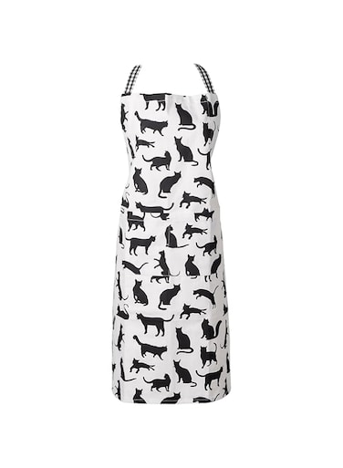 DII Everyday Pets Kitchen Collection Chef Apron, Large Pockets &amp; Adjustable, 35x28, Black Cat Print