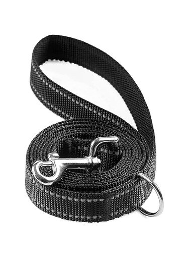 DIKXO Reflective Dog Leash with D Ring for Large&amp;Medium and Small Dogs, Padded Handle Nylon Dogs Leashes for Walking and Training (Black, 1 inch X 6 FT)