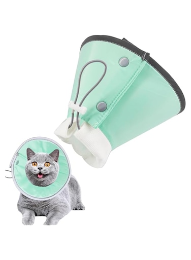 X spring Cat Recovery Collar, Breathable and Lightweight Cat Cone Collar, Water Repe E-Collar for Puppies Small Dogs and Kittens Cats, Reflective Adjustable Elizabethan Collar Soft (Cyan)