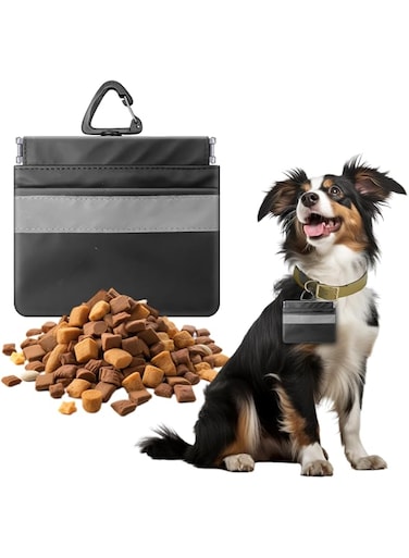 Tyuyuio Dog Treat Pouch Bag, Portable Pet Pocket Waist Clip Bag, Reflective Snack Bag for Pets, Includes Clip and Carabiner