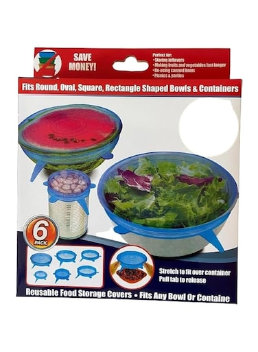Silicone Stretch Lids Reusable Microwave Safe Loose Flexible Covers (Set of 6) (Multicolor)