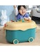 Kids Toy Storage Box, Plastic Baby Clothing Organizer with Wheels and Handle, Large Capacity Bin for Children Clothes Food Snacks Toys and Picture Books (Blue-L)