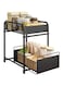 U-HOOME 2-Tier Under Sink Cabinet Organizers with Sliding Storage Drawer, Steel Shelf Basket Holds up to 150lbs for Kitchen Bathroom Cabinet or Pantry (Black)