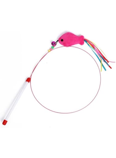 SOWUGI Cat Toy Feather Wand, Interactive Pet Cat Kitten Chaser Teaser Wire Wand With Bell Beads for Cat Exercise Play Fun Cat Toys (B)