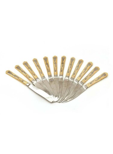 12-Pieces Samba 020200104 Gold-Plated Stainless Steel Table Knife Set Food-Grade Stainless Steel Table Knife Polished Dishwasher Safe Use For Home Kitchen Or Restaurant