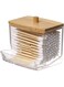 BIGTHREE 7 OZ Cotton Swab Pads Holder for Bathroom, Small Acrylic Clear Cotton Swab Ball Toothpick Dustproof Organizer with Lid, Qtip Cotton Ball Dispenser, for Bathroom Home Vanity Countertop