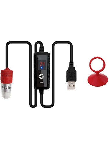 Aquarium Heater, USB Heater Rod Adjustable Aquarium Heater Fish Tank Heater with Suction Cups Adjustable Fish Tank Heater for Fish Tanks, for Freshwater Tanks, Salt Water Pools, Turtle Tank