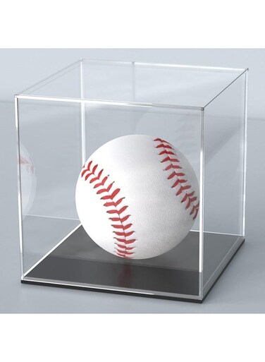 Acrylic Display Case, 4X4X4 Inch Cube Acrylic Boxes For Display, Clear Display Cases With Matte Black Base And Single-Piece Acrylic Box For Softball Collectibles Figurines Mini Figures