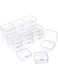 Valuxe Small Clear Plastic Beads Storage Containers Box with Hinged Lid for Storage of Small Items, Crafts, Jewelry, Game Pieces, Business Cards, Crafts Accessories 3.3 x 3.3 x 1.1 Inches 10 PCS