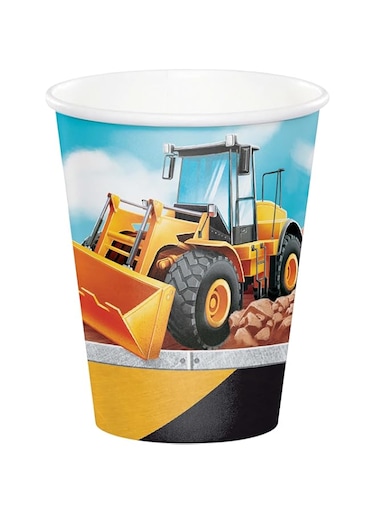 Creative Converting Big Dig Construction Hot/Cold Cup 8 Pieces, 9 Oz Capacity