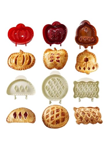 THE WHITE SHOP 6Pack Hand Pie Molds for Baking-Dough Presser Mini Pocket Pie Molds-Fall Thanksgiving Hand Pie Press Mold Maker-Halloween Apple Pumpkin Pie Mold-Autumn Cottage Pie Cutter