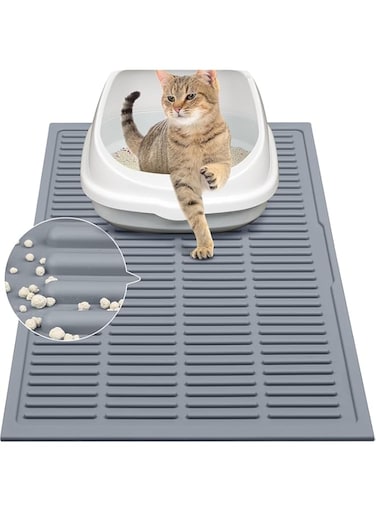 Supreouts Cat Litter Mat, Silicone Waterproof Kitty Litter Trapping Mat - Easy Clean Cat Litter Catcher Mat (24" x 15")