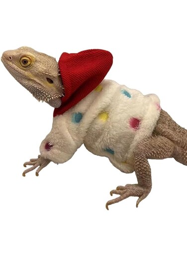 Lizard Clothes for Bearded Dragons Reptile Apparel Handmade Cotton Material Hoodies Gift for Lizard Small Animal Gecko Chameleon (Dot Pattern)