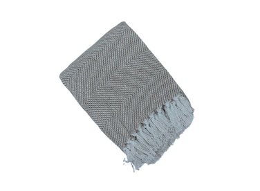 130 x 160 cm 400GSM Cotton Throw Blanket Beige Striped Herringbone Pattern, Cozy Boho Decorative Woven Fringe Blanket for Sofa Couch Bed and Travel