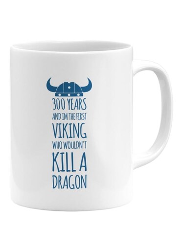 UNIVERSE Viking Printed Ceramic Coffee Mug White/Blue
