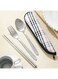 Portable 4-Piece Stainless Steel Cutlery Set - Spoon, Fork &amp; Chopsticks with Storage Bag for Travel, Home &amp; Office Use