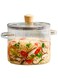 Glass Cooking Pot with Lid - 1.6LHeat Resistant Borosilicate Glass Cookware Stovetop Pot Set - Braiser Pan, Simmer Pot with Cover Safe for Soup, Milk, Kid Food