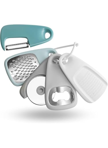 Azonee 5-Piece Kitchen Tool Set, Stackable Cooking Tools, Dishwasher-Safe Accessories for Campervans, And Kitchen Appliances That Save Space In Small Kitchens, Suitable for Kitchen and Travel